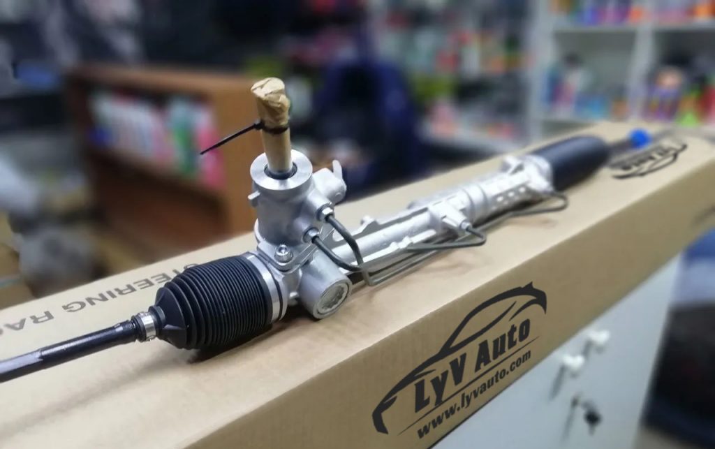 Steering rack brown box package with LYV AUTO's logo