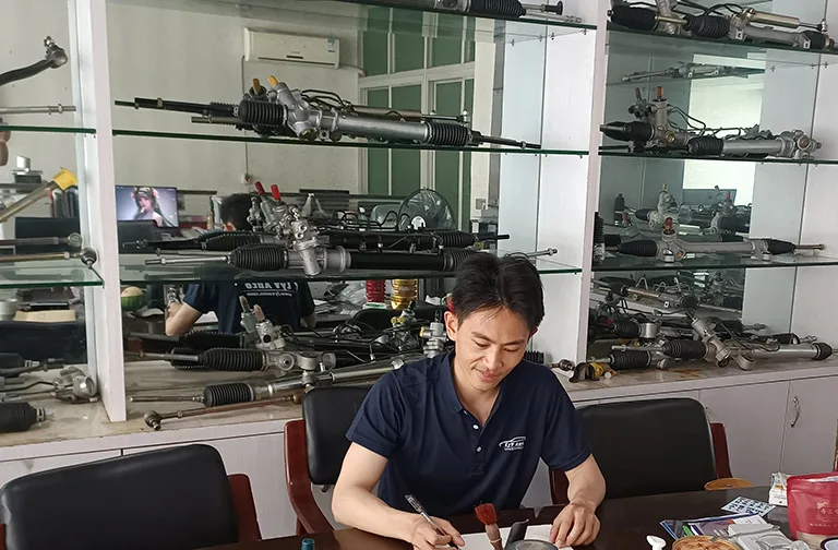 Daniel from LYV AUTO steering rack factory works in the office and showroom